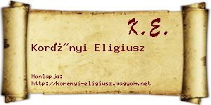 Korényi Eligiusz névjegykártya